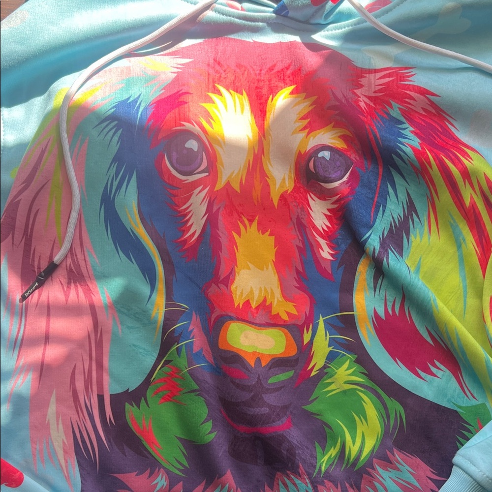 Vibrant Dog Print Women's Oversized Hoodie - Picture 2 of 5